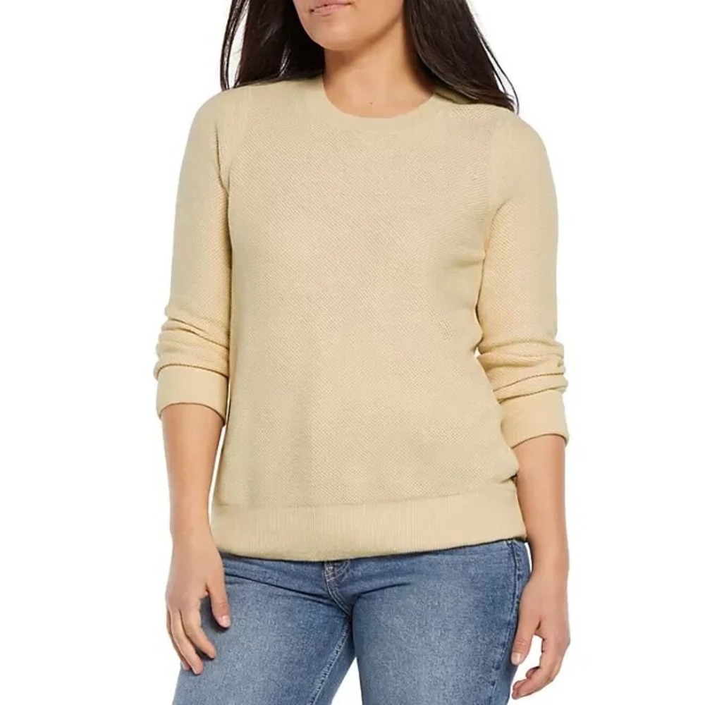 Gap Womens Seedstitch Sweater XL Oyster Gray Relaxed Crewneck Pullover